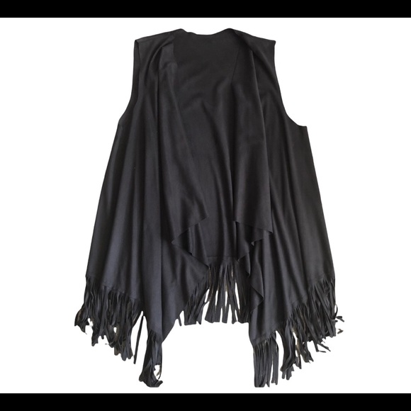 Stella Marina black faux suede fringed vest - Picture 4 of 9